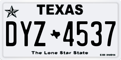 TX license plate DYZ4537