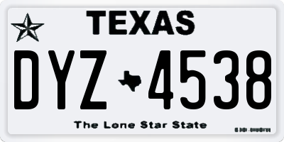 TX license plate DYZ4538