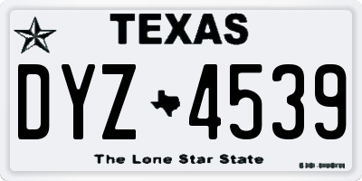 TX license plate DYZ4539