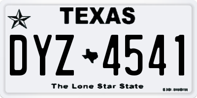 TX license plate DYZ4541