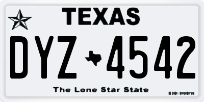 TX license plate DYZ4542