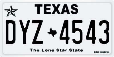 TX license plate DYZ4543