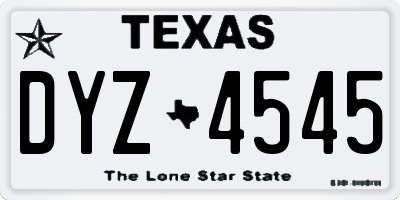 TX license plate DYZ4545