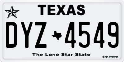 TX license plate DYZ4549