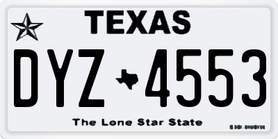 TX license plate DYZ4553