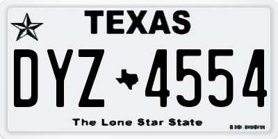 TX license plate DYZ4554