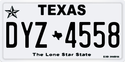 TX license plate DYZ4558