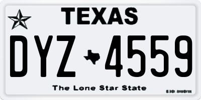 TX license plate DYZ4559
