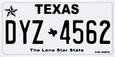 TX license plate DYZ4562