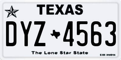TX license plate DYZ4563