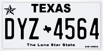 TX license plate DYZ4564
