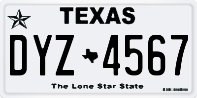 TX license plate DYZ4567