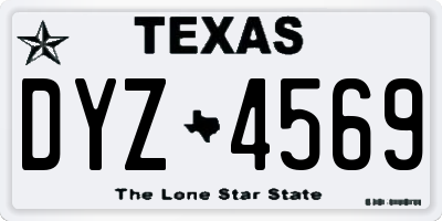 TX license plate DYZ4569