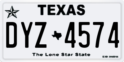 TX license plate DYZ4574