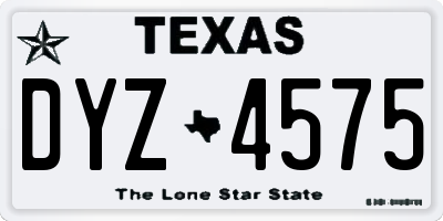 TX license plate DYZ4575