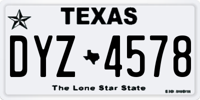 TX license plate DYZ4578