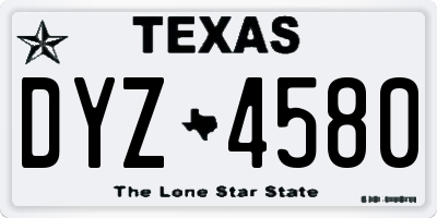 TX license plate DYZ4580