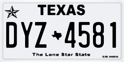 TX license plate DYZ4581