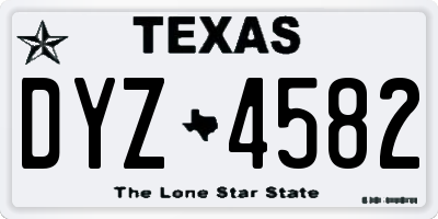 TX license plate DYZ4582