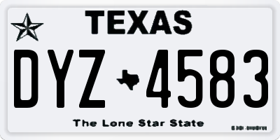 TX license plate DYZ4583
