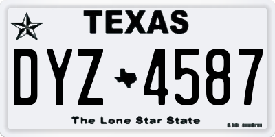 TX license plate DYZ4587