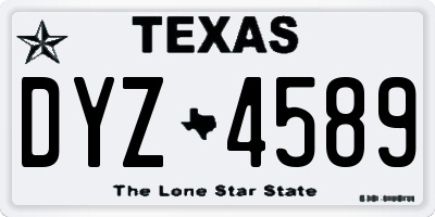 TX license plate DYZ4589