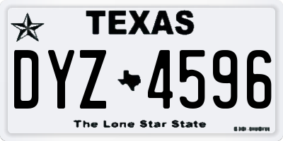 TX license plate DYZ4596