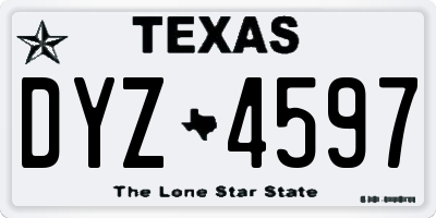TX license plate DYZ4597