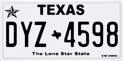 TX license plate DYZ4598