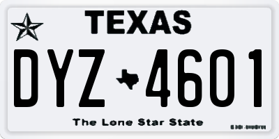 TX license plate DYZ4601