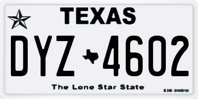 TX license plate DYZ4602