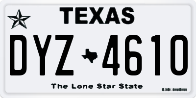TX license plate DYZ4610