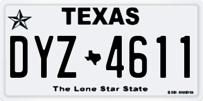 TX license plate DYZ4611
