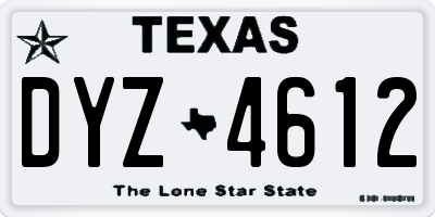 TX license plate DYZ4612