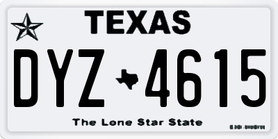 TX license plate DYZ4615