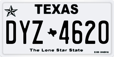 TX license plate DYZ4620