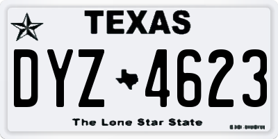 TX license plate DYZ4623