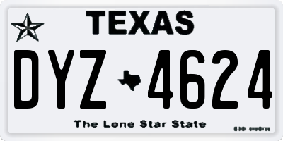 TX license plate DYZ4624