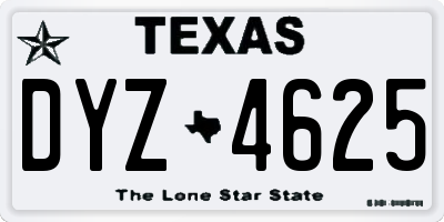 TX license plate DYZ4625