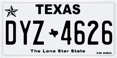 TX license plate DYZ4626