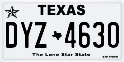 TX license plate DYZ4630