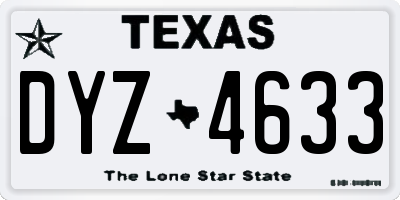 TX license plate DYZ4633