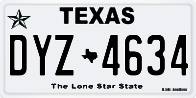 TX license plate DYZ4634