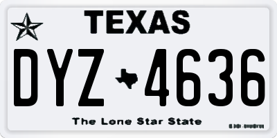 TX license plate DYZ4636