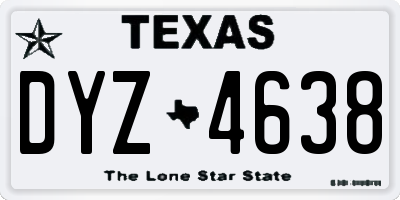TX license plate DYZ4638