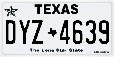 TX license plate DYZ4639