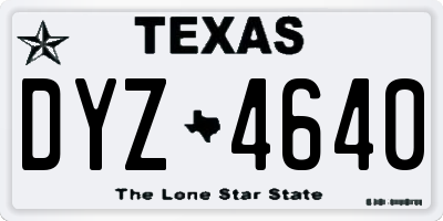 TX license plate DYZ4640
