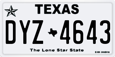 TX license plate DYZ4643