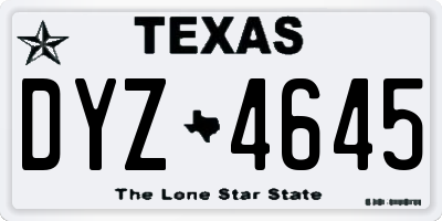 TX license plate DYZ4645