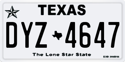 TX license plate DYZ4647